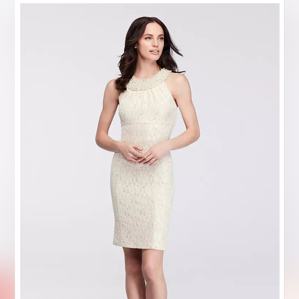 Cachet ivory cream formal or semi formal knee length bride engagement MOB MOG